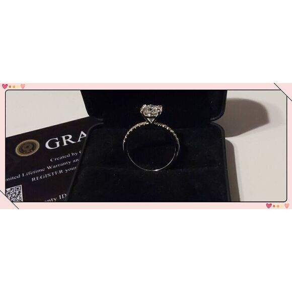 CERTIFIED Genuine Diamond Moissanite 1.5 Ct. Round & Pave Engagement Ring Sz 8 - Picture 3 of 4